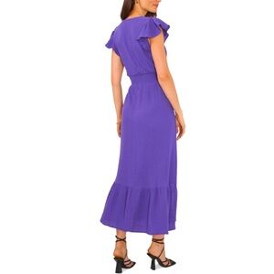 Vince Camuto Women's Gauzy Smocked Waist Ruffled Dress Purple Size Small